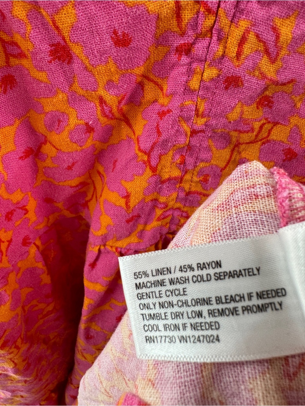 Universal Thread Pink Orange Floral Linen Blend Mini Dress – Women’s Medium - Picture 6 of 9